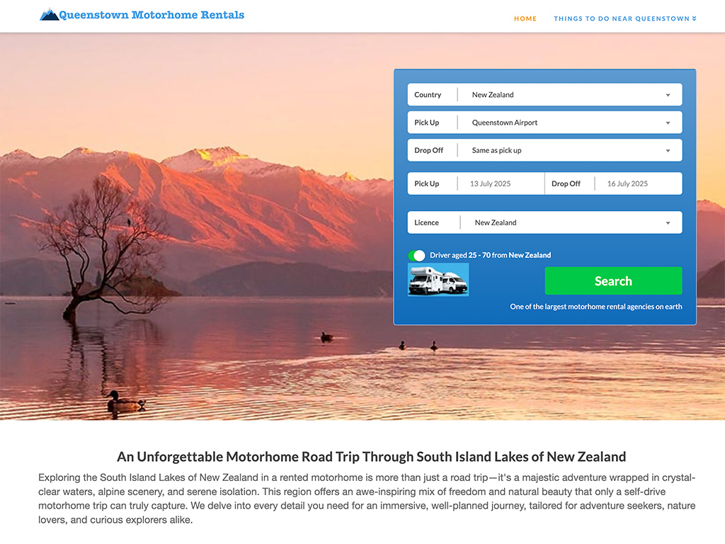 Queenstown Motorhome Rentals Website